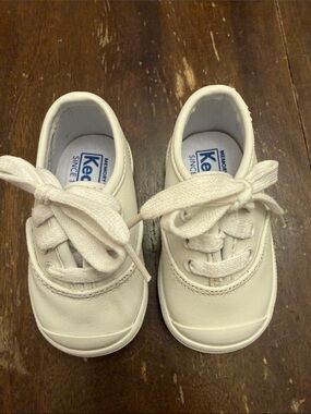 Keds White Toddler Lace-Up Leather Sneakers